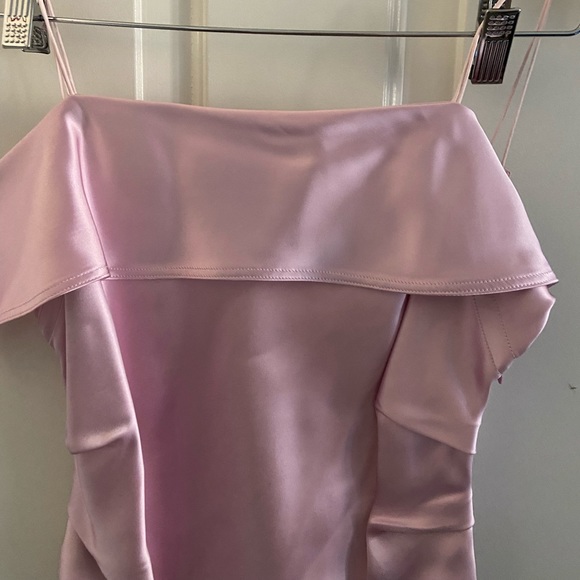 HELMUT LANG Rose Pink Drape Front Satin Off Shoulder Slip Dress Tank Top 4 - Picture 6 of 7
